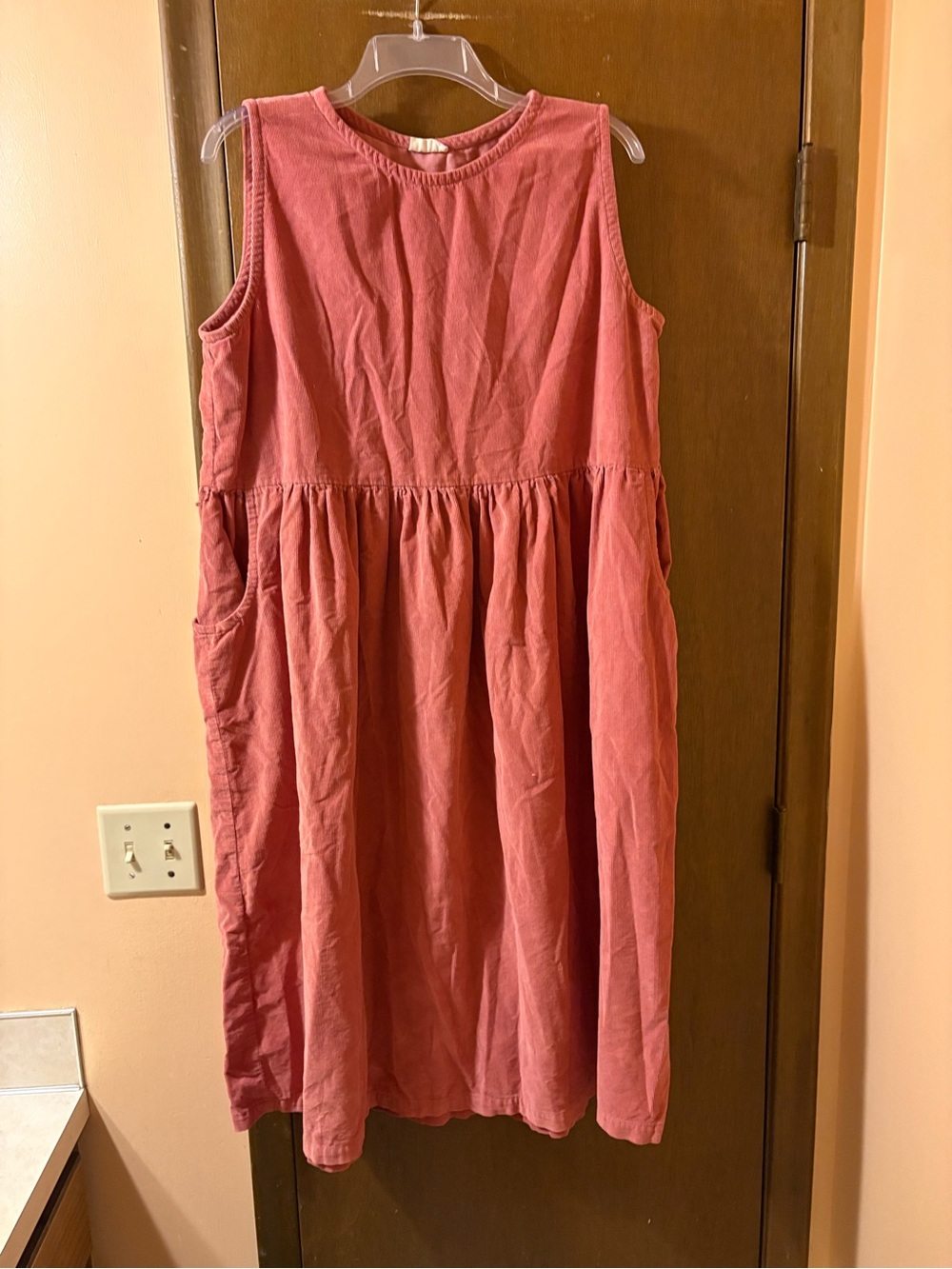 Faith-Rowan Leeves pink corduroy sleeveless dress